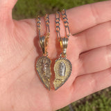 Te Amo Tri Color Heart Couples Necklace + INITIALS -