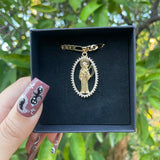 Oval Sparkle Santa Muerte Necklace