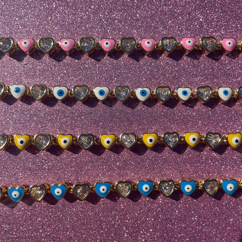 Heart Evil Eye Bracelet - Multi Color Options