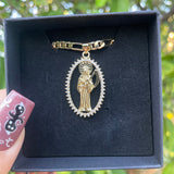 Oval Sparkle Santa Muerte Necklace