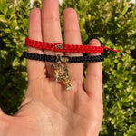 Santa Muerte Black and Red Bracelet Set