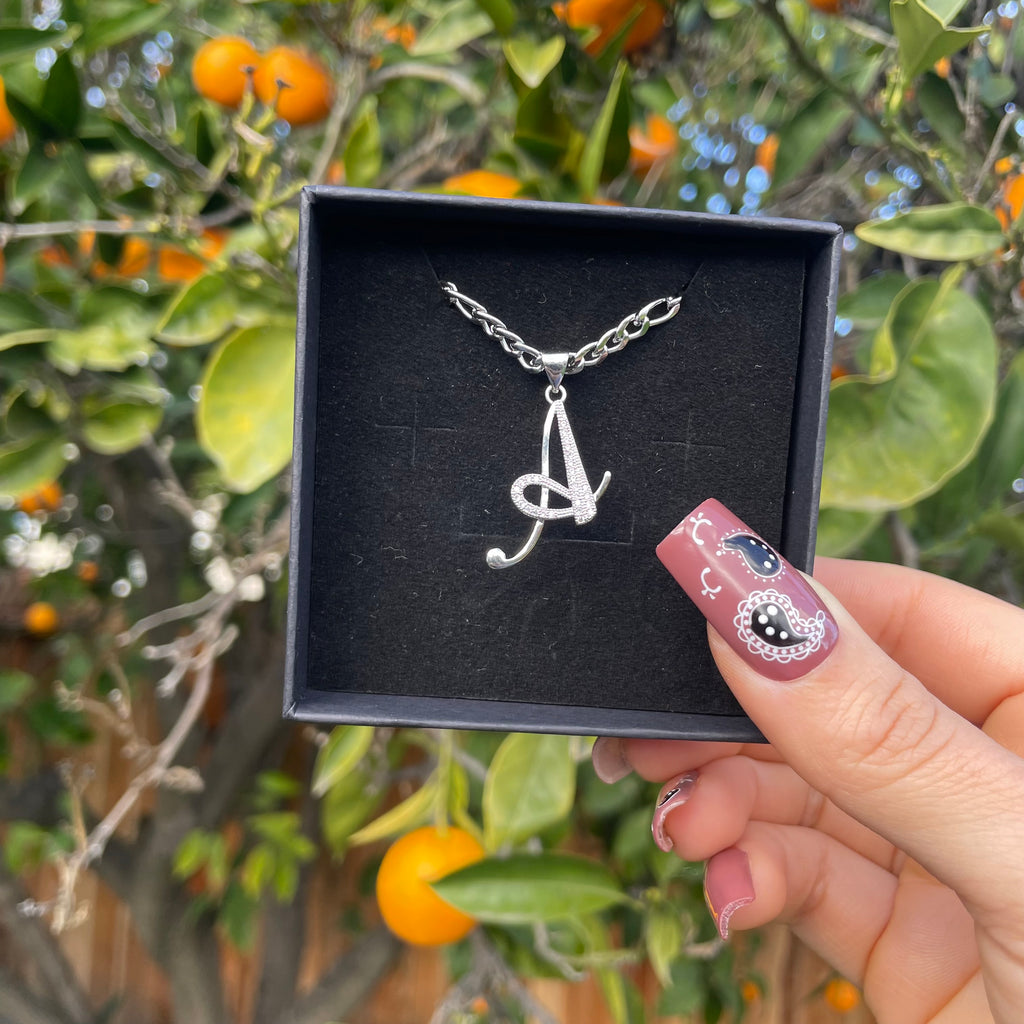 Cursive F Neclace Silver Cursive Letter Necklace – Shady Lust